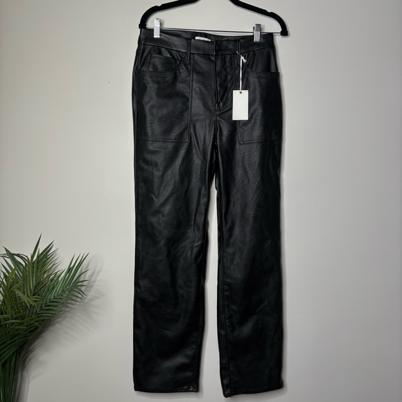 Good American Faux Leather Straight Leg Pants NWT - Picture 2 of 6
